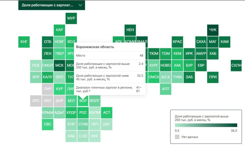 Сколько воронежцев получают более 200 тыс рублей в месяц