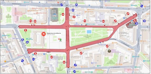 В новогоднюю ночь в районе площади Ленина будут запрещены движение и парковка