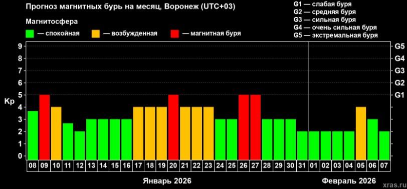В январе воронежцев ждут 4 магнитные бури