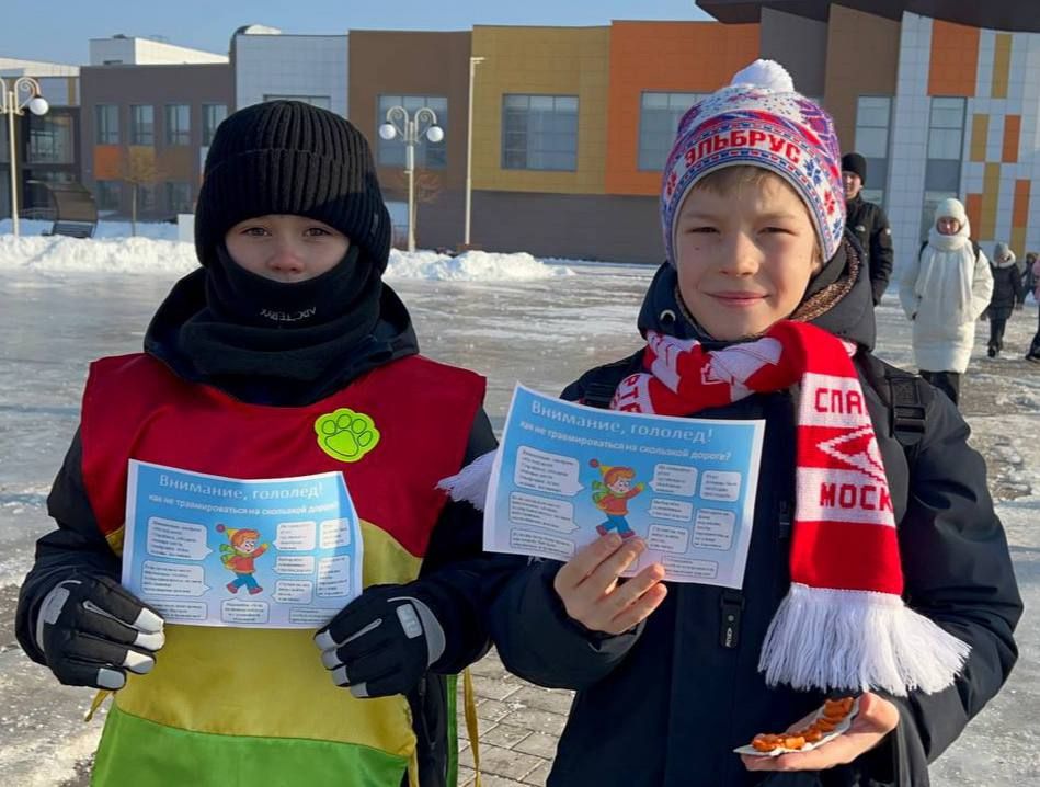 ,. гололёд!. В образовательном центре «Лидер» имени А.В. Гордеева Бобровского района прошла акция «Дорожный патруль безопасности»