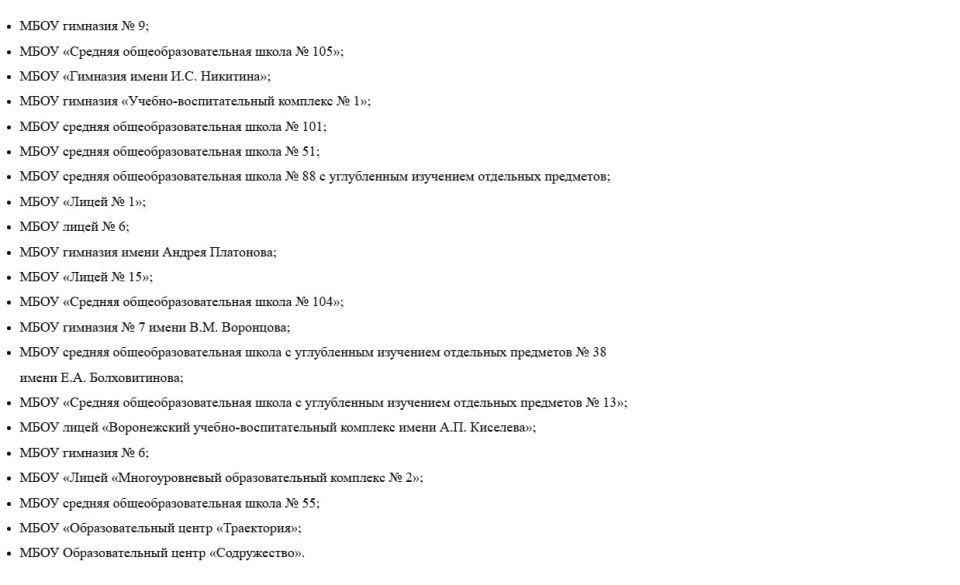 Воронежцам назвали 50 лучших школ региона