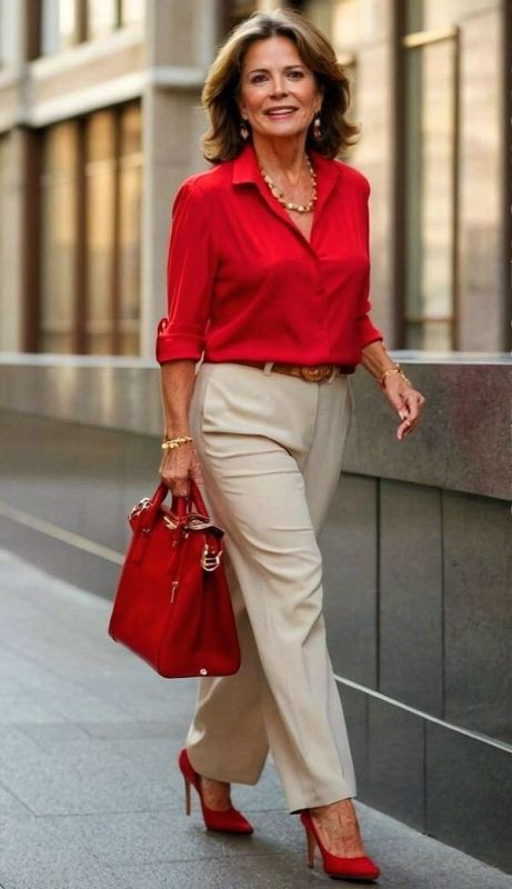 Как красный может подчеркнуть стиль зрелой женщины: практические образы 50+