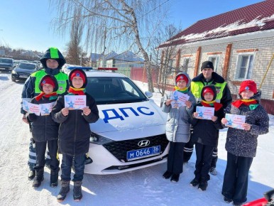 Маленькие инспекторы — большая безопасность: в преддверии 23 февраля на дорогах Боброва прошла традиционная встреча