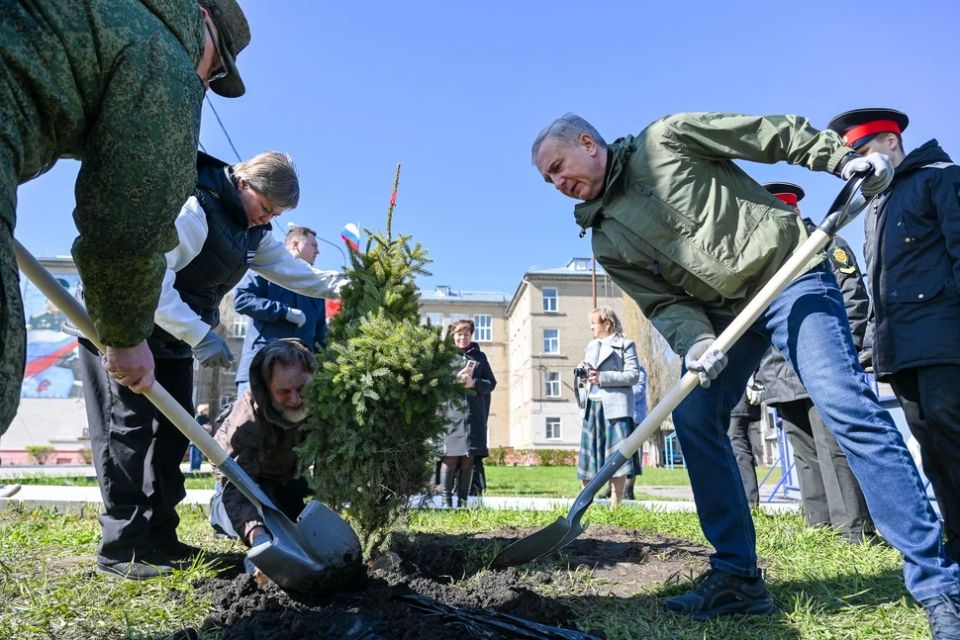 В Воронеже на территории Михайловского кадетского корпуса высадили молодые ели в память об участниках СВО
