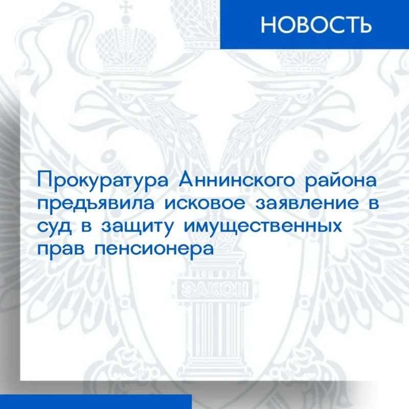 Прокуратурой Аннинского района проведена проверка по обращению 75-летнего мужчины