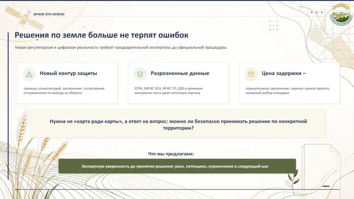 Оценка земельных рисков и потенциала территории: помощь Россельхозземмониторинга в условиях действующих правил Оценка земельных рисков и потенциала территории: помощь Россельхозземмониторинга в условиях действующих правил