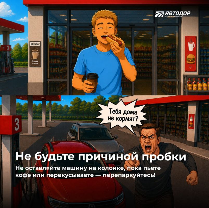 На дороге вы не одни.. Поэтому соблюдайте ПДД и уважайте других водителей. Это правило распространяется на места отдыха и заправки на трассах На дороге вы не одни.. Поэтому соблюдайте ПДД и уважайте других водителей. Это правило распространяется на места отдыха и заправки на трассах