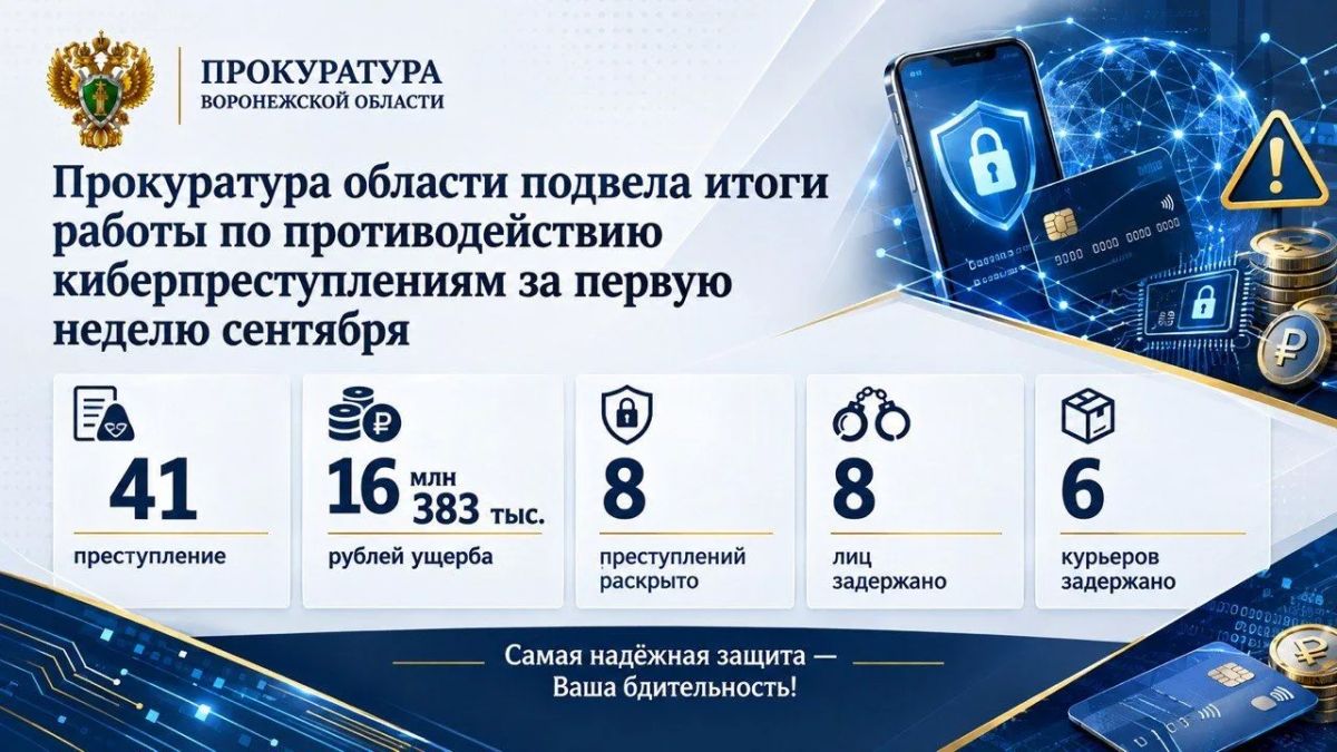 Прокуратура области подвела итоги работы по противодействию киберпреступлениям за первую неделю сентября»