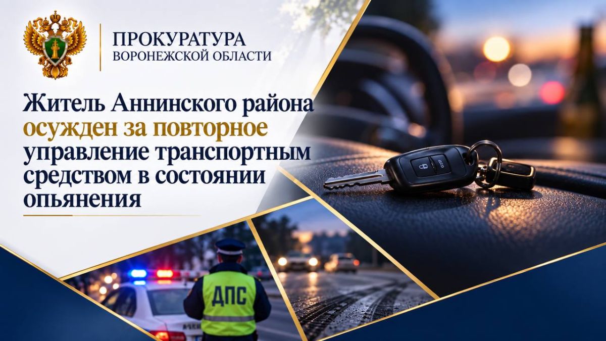 Житель Аннинского района осужден за повторное управление транспортным средством в состоянии опьянения