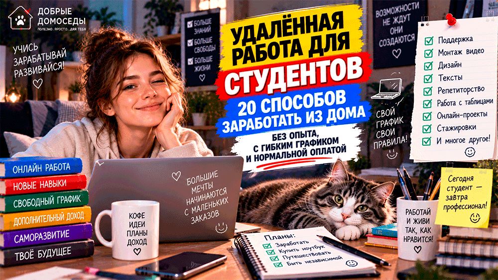 Удалённая работа для студентов: 20 способов зарабатывать из дома и совмещать с учёбой