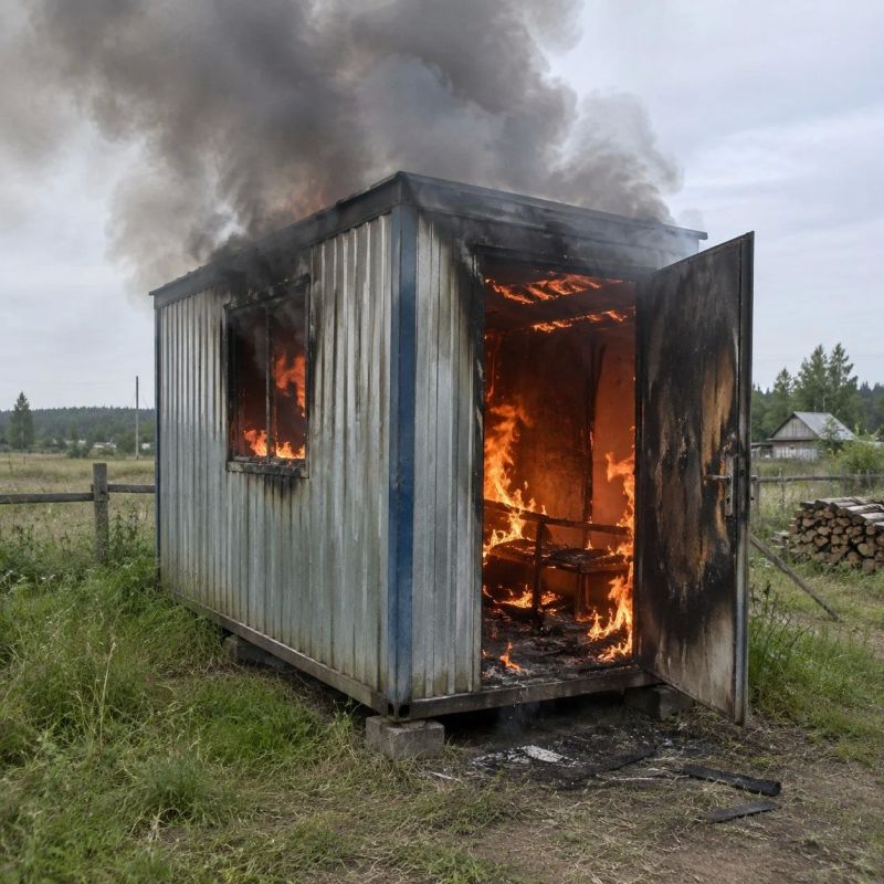Мужчина заживо сгорел в вагончике