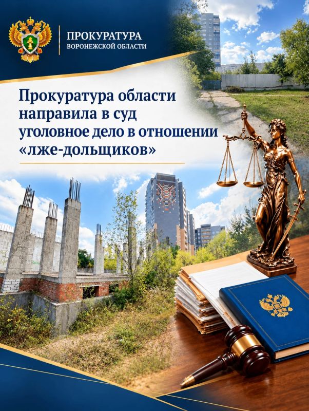 Прокуратура Воронежской области направила в суд уголовное дело в отношении организованной преступной группы «лже-дольщиков»