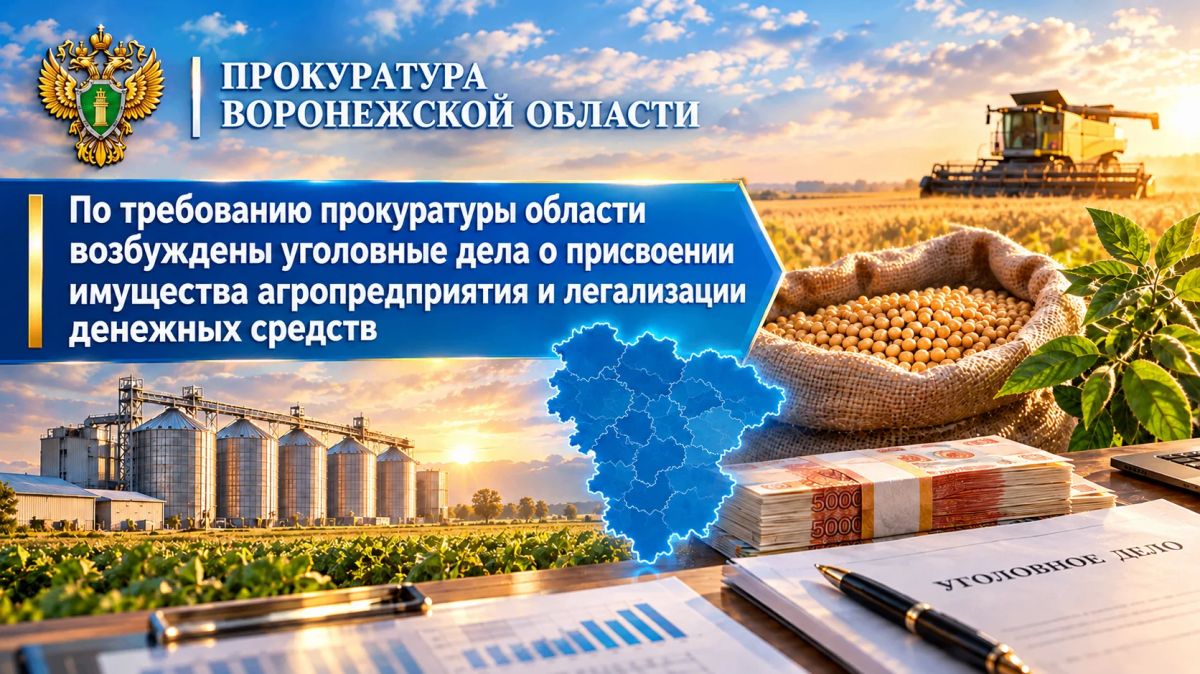 По требованию прокуратуры области возбуждены уголовные дела о присвоении имущества агропредприятия и легализации денежных средств