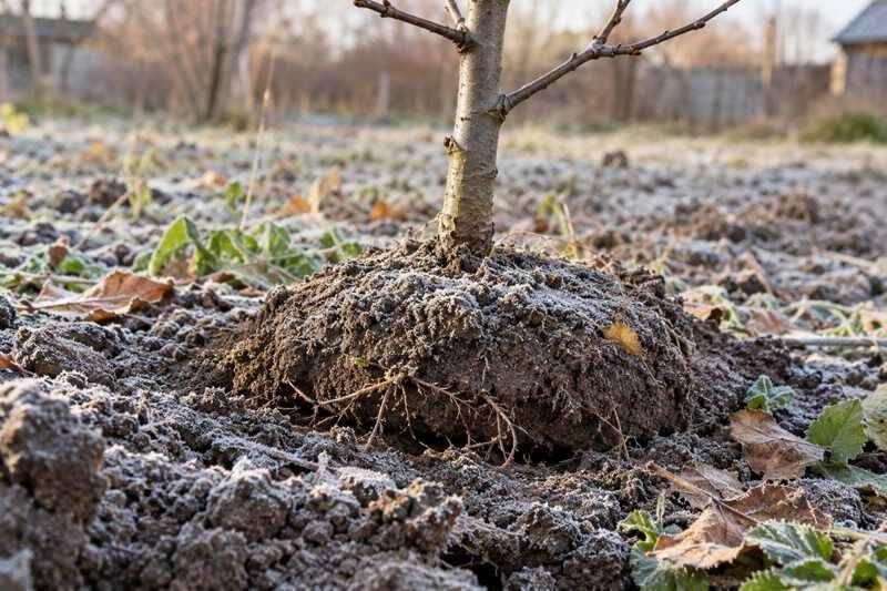 Мороз приподнял саженец из земли: как помочь дереву и не навредить
