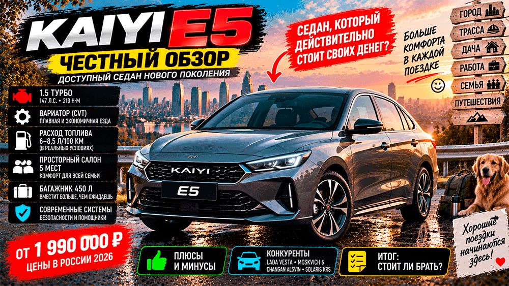 KAIYI E5: доступный седан с турбомотором — где скрыты компромиссы