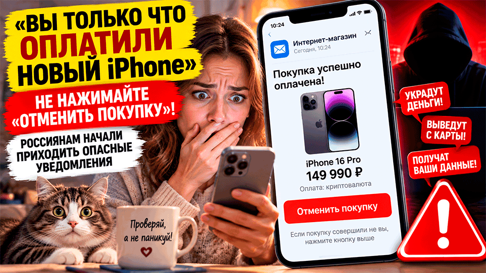 «Вы оплатили iPhone»: россиян заманивают в ловушку кнопкой отмены покупки