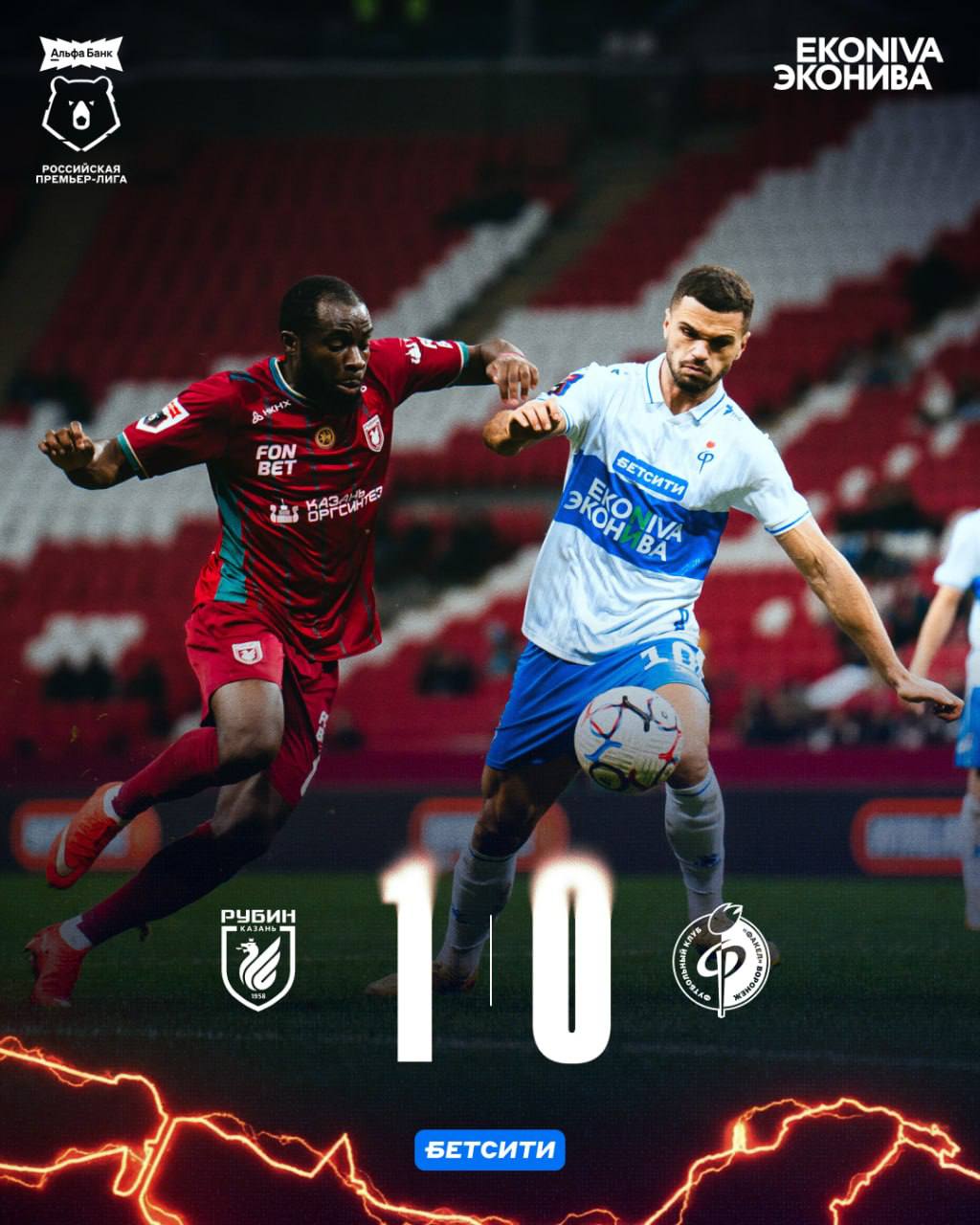 Со счетом 1:0 «Факел» проигрывает «Рубину»