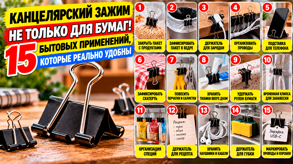 15 неожиданных способов использовать канцелярский зажим дома
